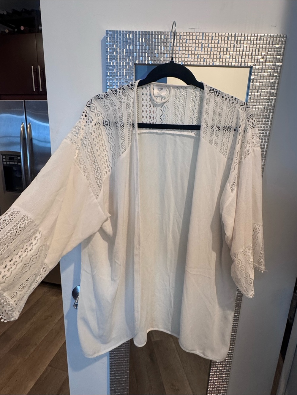 Apt. 9 White Crochet-Detail Open Front Tunic Kimono